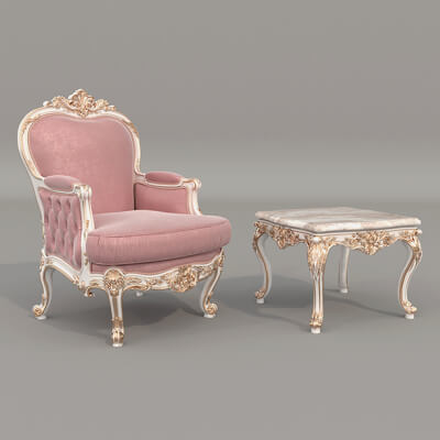 Classic European Style Coffee Table and Armchair 27