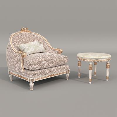 Classic European Style Coffee Table and Armchair 30