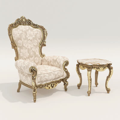 Classic European Style Coffee Table and Armchair 32