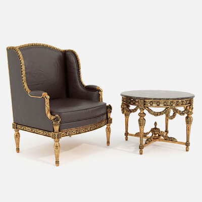 Classic European Style Coffee Table and Armchair 34