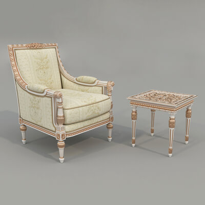 Classic European Style Coffee Table and Armchair 35