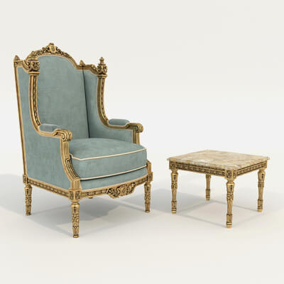 Classic European Style Coffee Table and Armchair 36