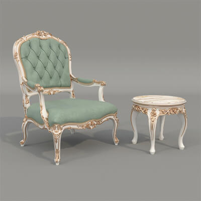 Classic European Style Coffee Table and Armchair 37