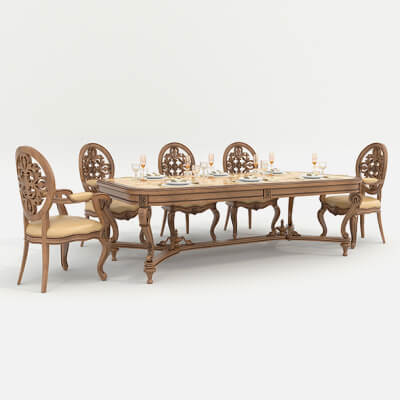 Classic European Style Dining Table and Chairs 51