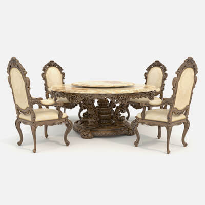 Classic European Style Dining Table and Chairs 54