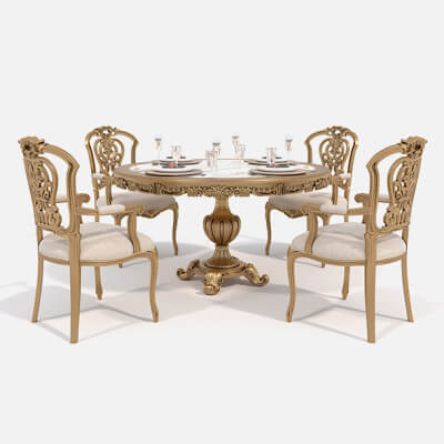 Classic European Style Dining Table and Chairs 54