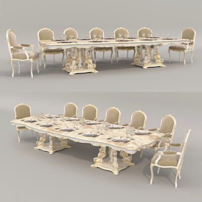 Classic European Style Dining Table and Chairs 55