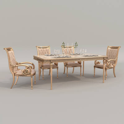 Classic European Style Dining Table and Chairs 57