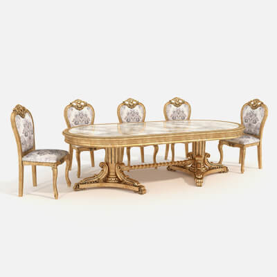Classic European Style Dining Table and Chairs 62