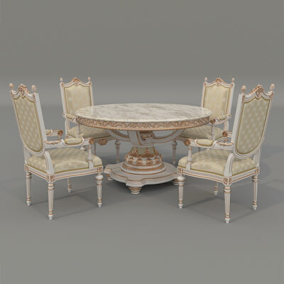 Classic European Style Dining Table and Chairs 64