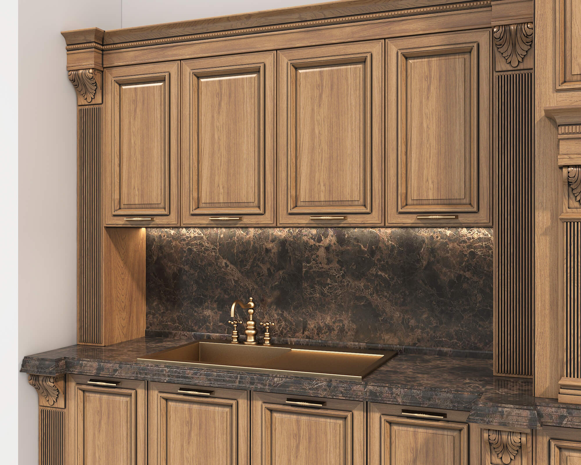 Classic European Style Kitchen Cabinet 21 - 3D Model by nhattuankts