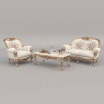 Classic European Style Sofa and Armchair Set 10