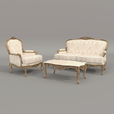 Classic European Style Sofa and Armchair Set 11