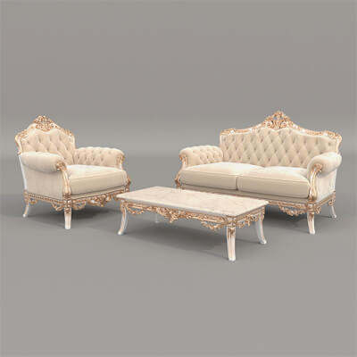Classic European Style Sofa and Armchair Set 12