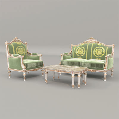Classic European Style Sofa and Armchair Set 13