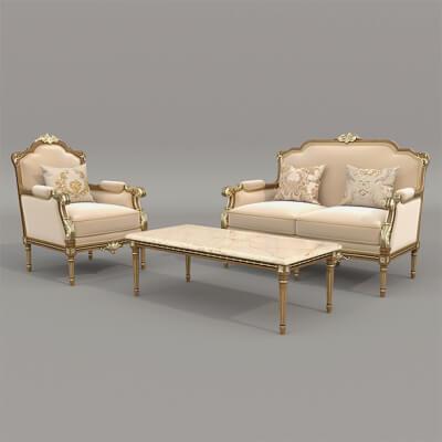 Classic European Style Sofa and Armchair Set 14