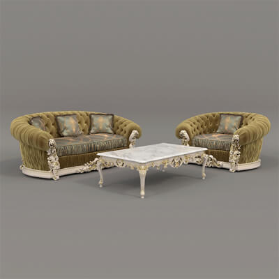Classic European Style Sofa and Armchair Set 3