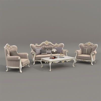 Classic European Style Sofa and Armchair Set 5