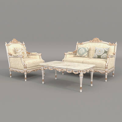 Classic European Style Sofa and Armchair Set 8