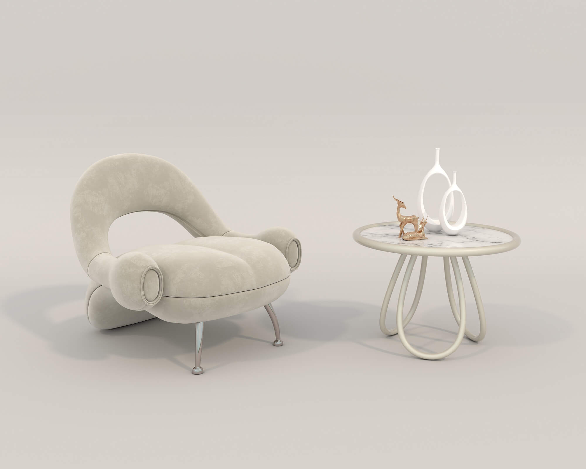 Contemporary Style Coffee Table and Armchair 19 3D Model by nhattuankts