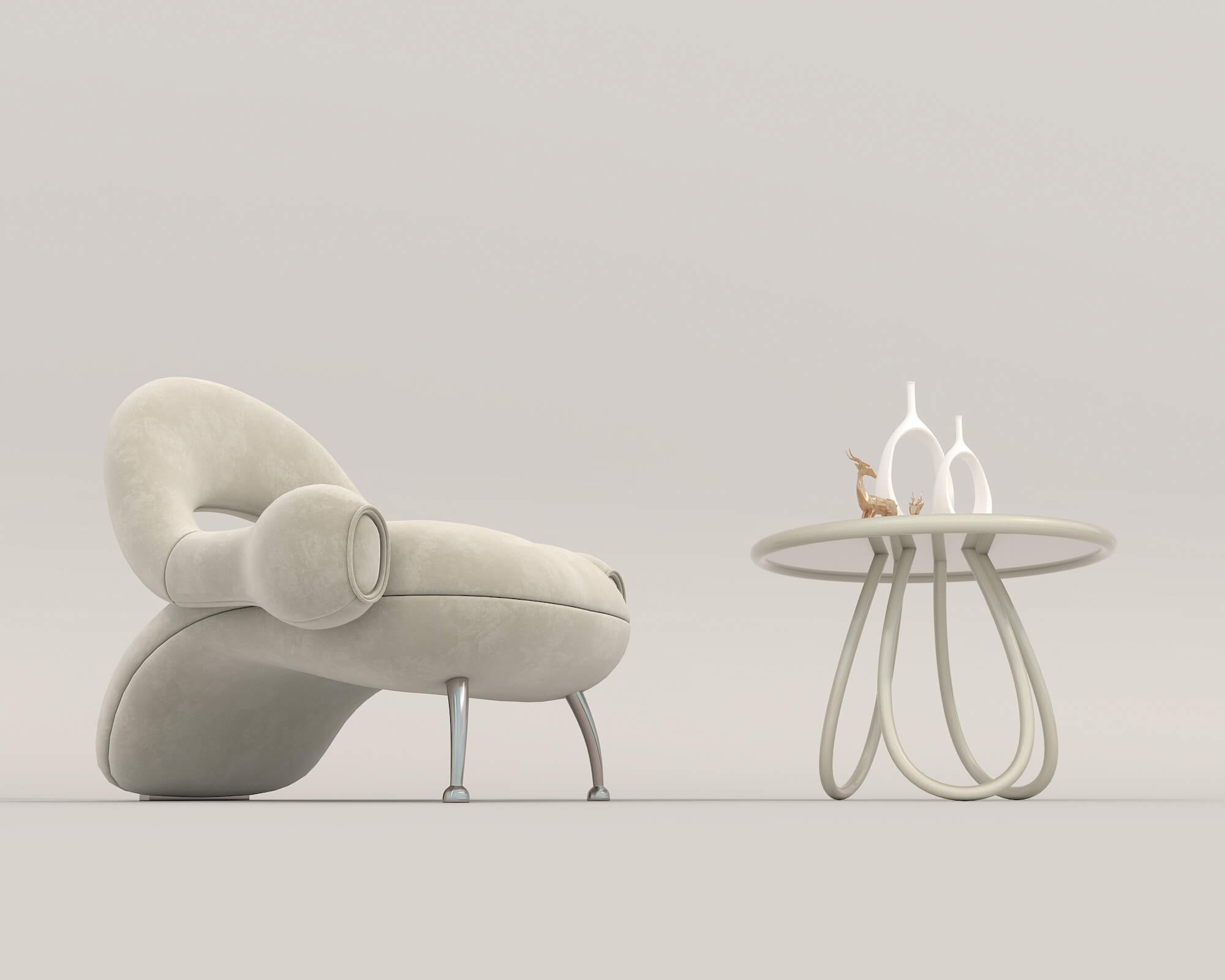 Contemporary Style Coffee Table and Armchair 19 3D Model by nhattuankts