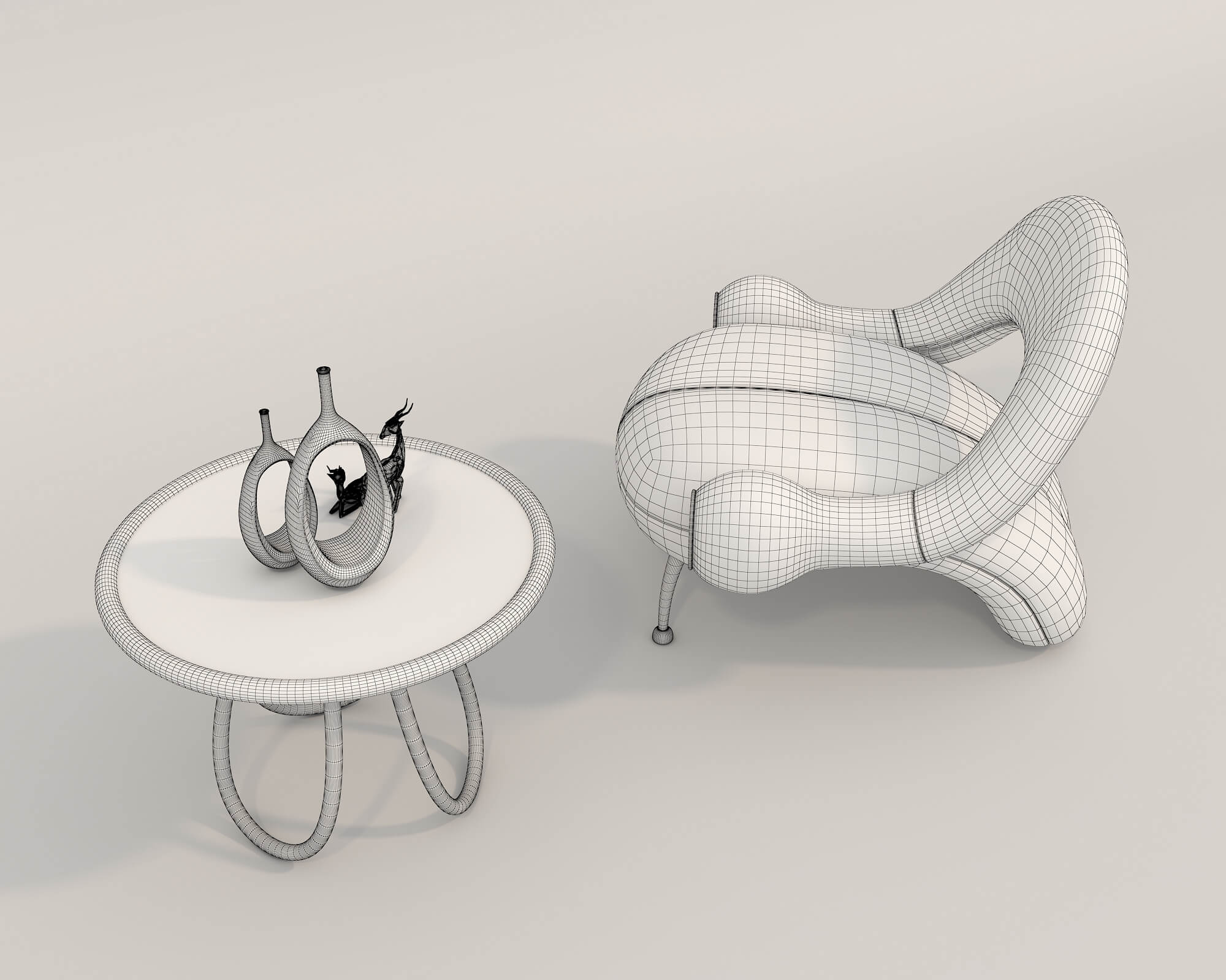 Contemporary Style Coffee Table and Armchair 19 3D Model by nhattuankts