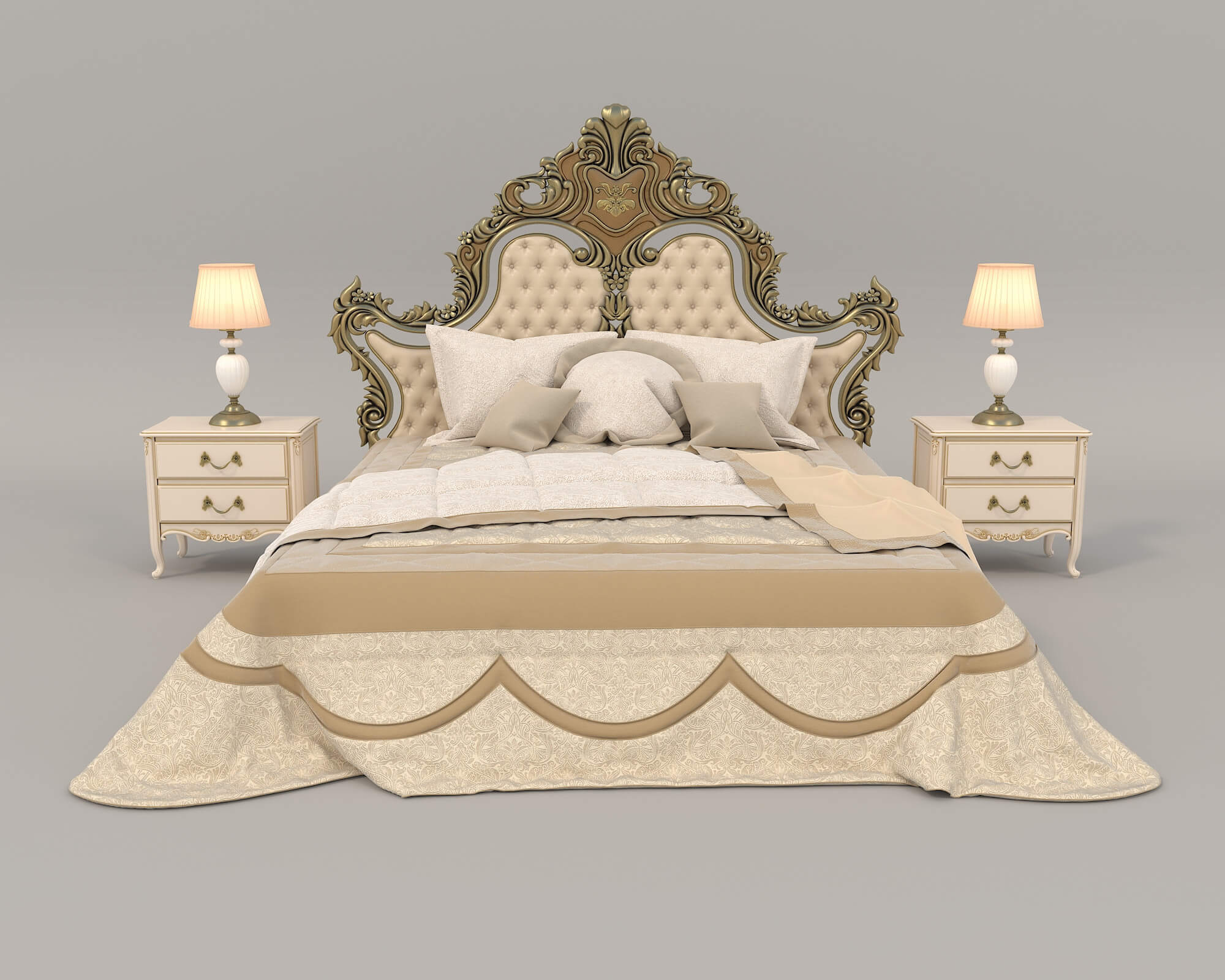 European Style Bed Set 18 3D Model by nhattuankts