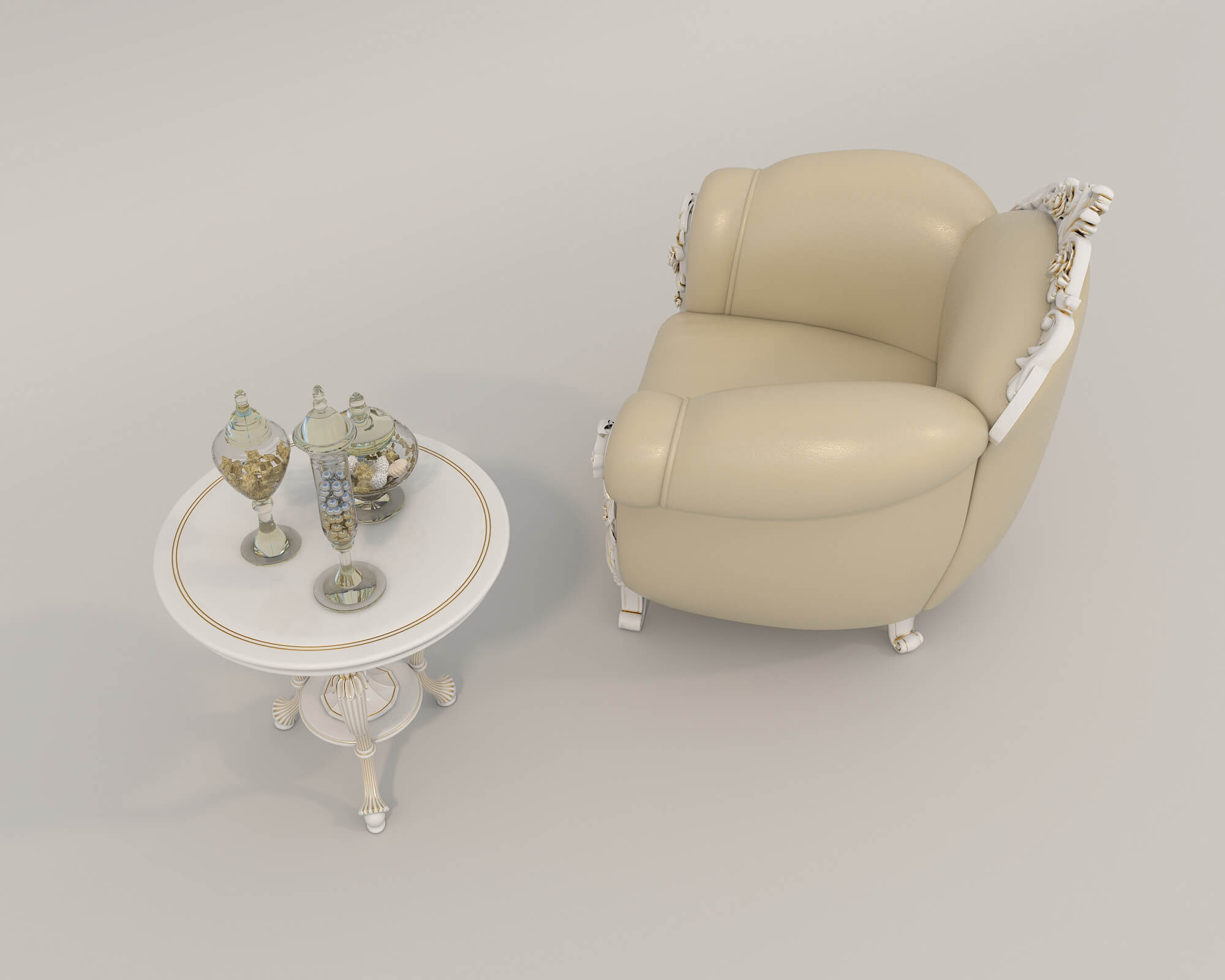 European Style Coffee Table and Armchairs 2 3D Model by nhattuankts