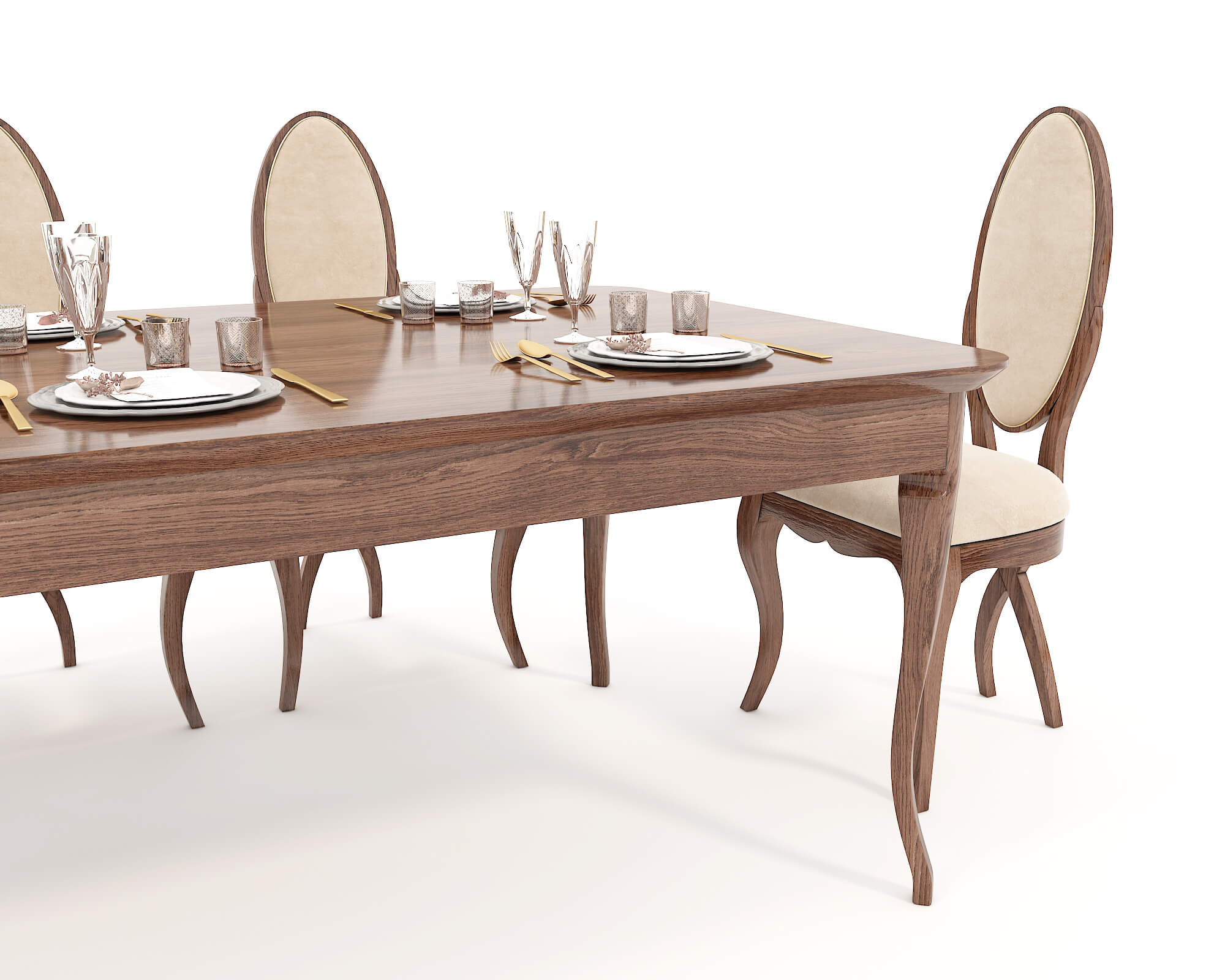 European Style Dining Table and Chairs 12 - 3D Model by nhattuankts