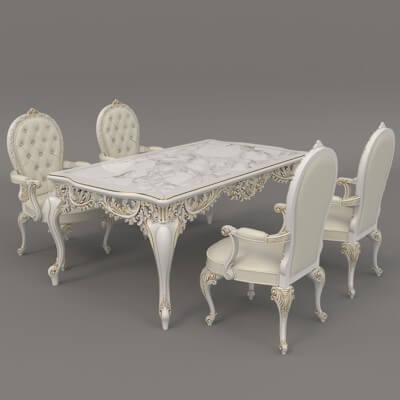European Style Dinning Table Chair Set 4