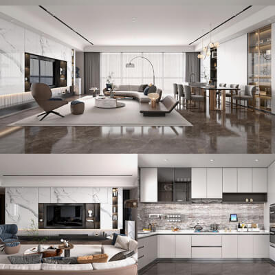 Living Room and Kitchen Scene 4