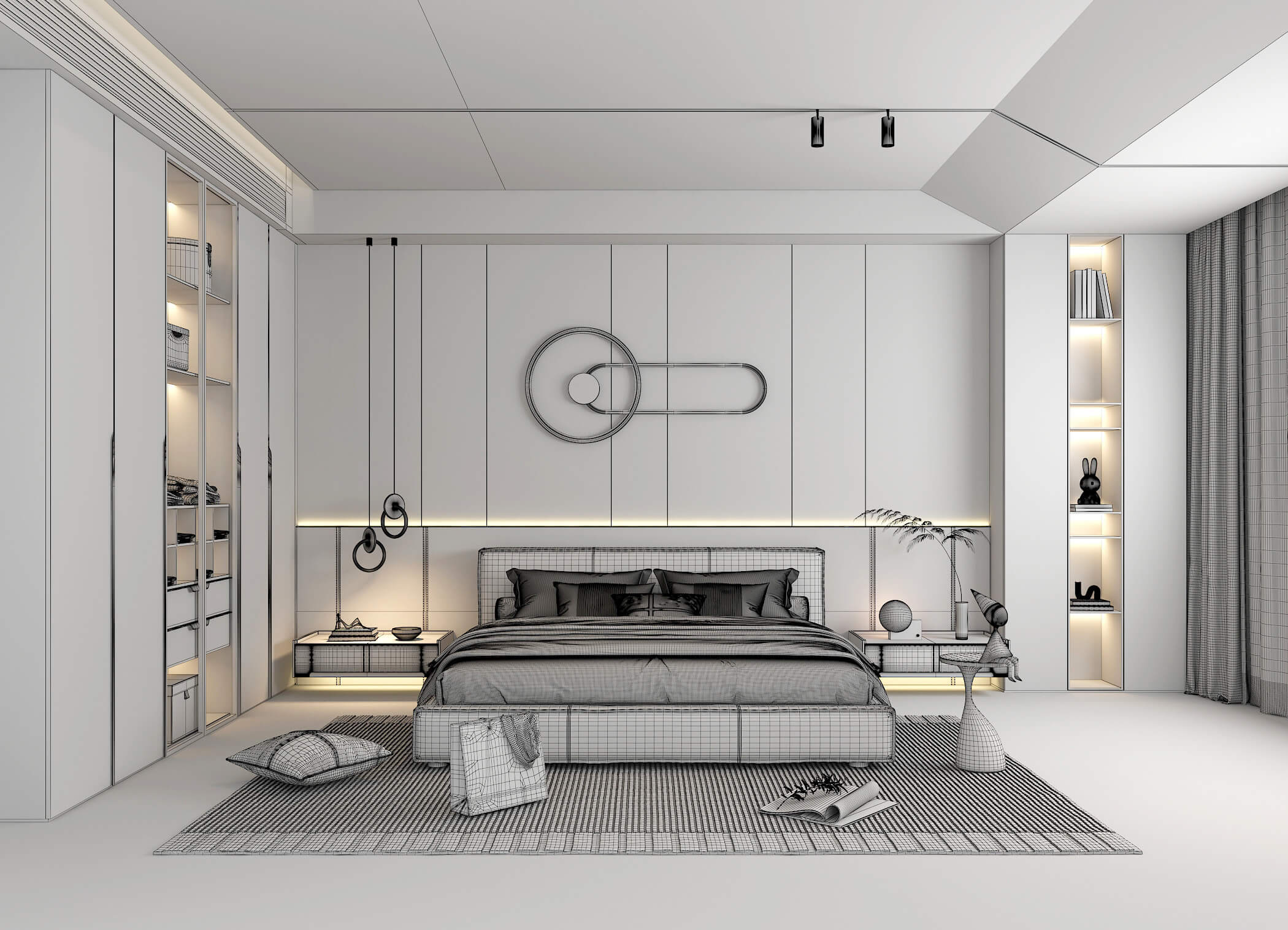 Modern Bedroom Interior Scene 19 - 3D Model by nhattuankts