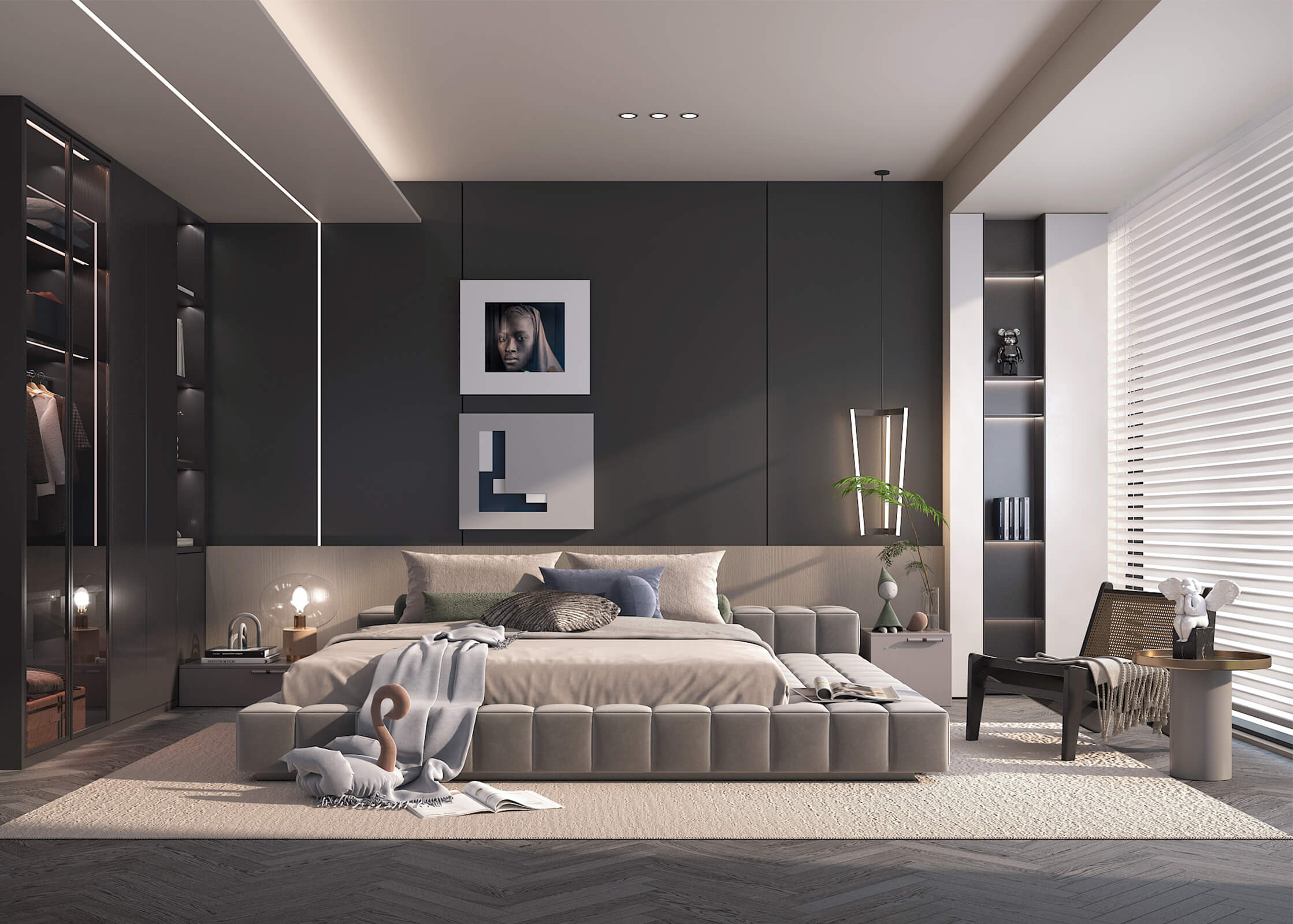 Modern Bedroom Interior Scene 33 - 3D Model by nhattuankts