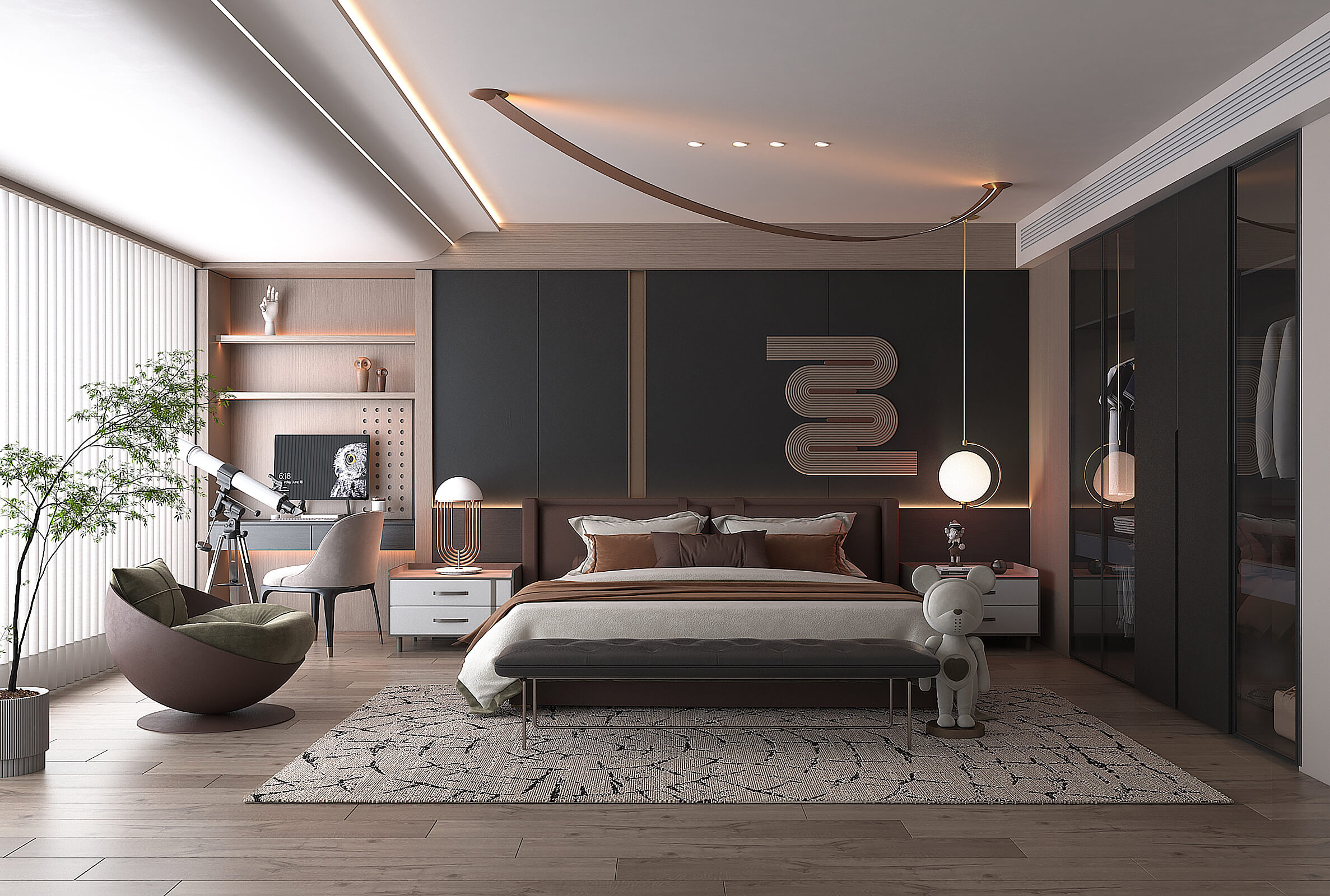 Modern Bedroom Interior Scene 34 - 3D Model by nhattuankts