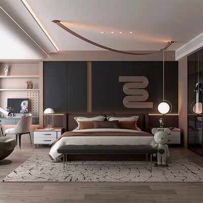 Modern Bedroom Interior Scene 34