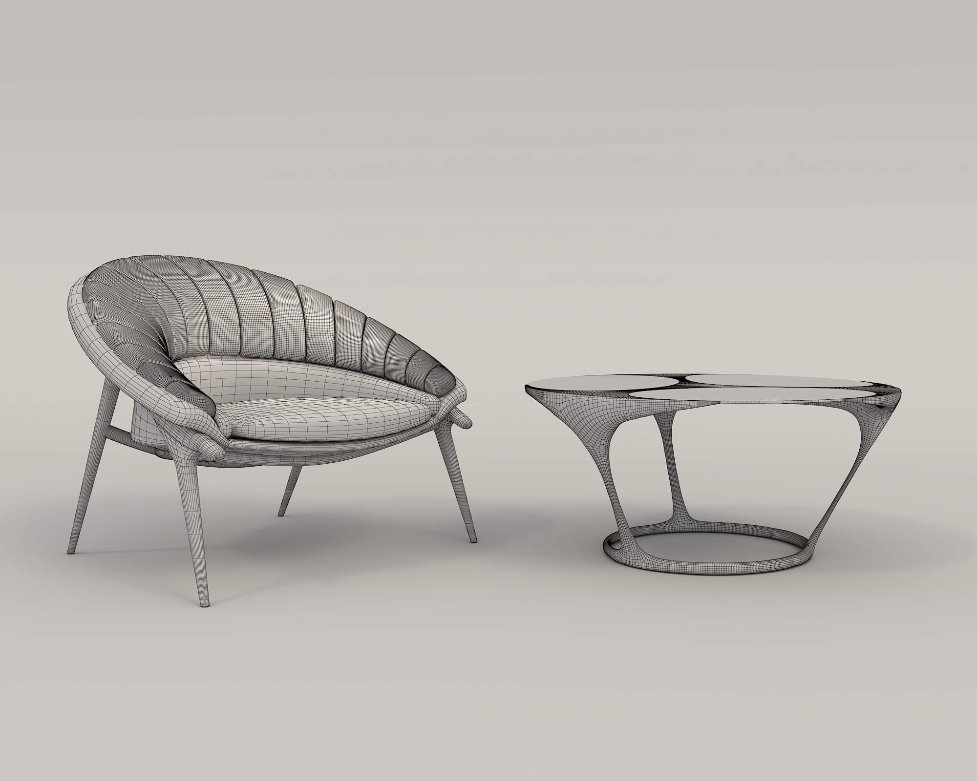 Modern Coffee Table and Armchair 7 - 3D Model by nhattuankts