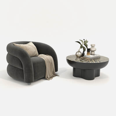 Modern Coffee Table and Armchair Set 87