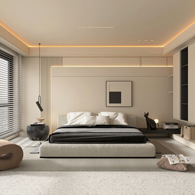 Modern Minimalist Bedroom - Cream Tones