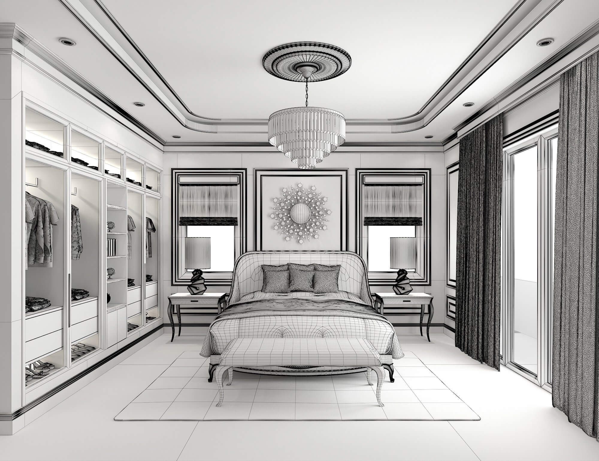 Neoclassical Bedroom Scene - 3D Model by nhattuankts