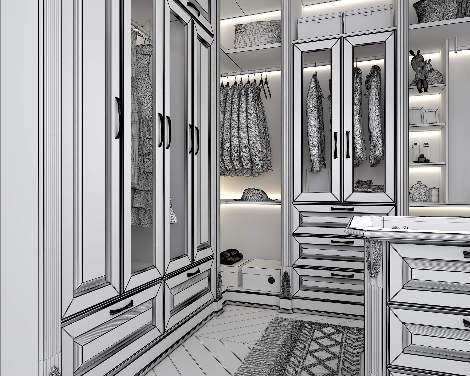 Neoclassical Style Walk-in Closet 3D Model by nhattuankts