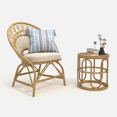 Rattan Coffee Table and Chairs 6