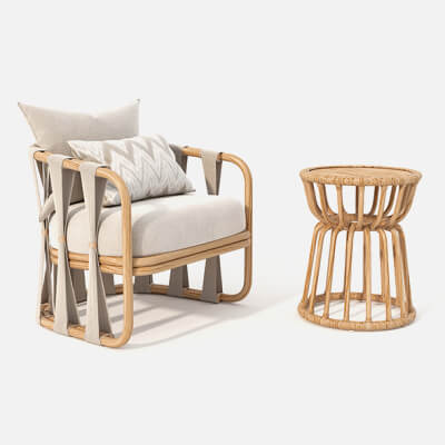 Rattan Coffee Table and Chairs 7