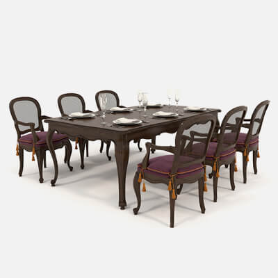 Restaurant Dining Table and Chairs Set 4