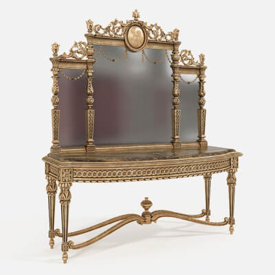 Classic French Carved Console Table and Mirror 2