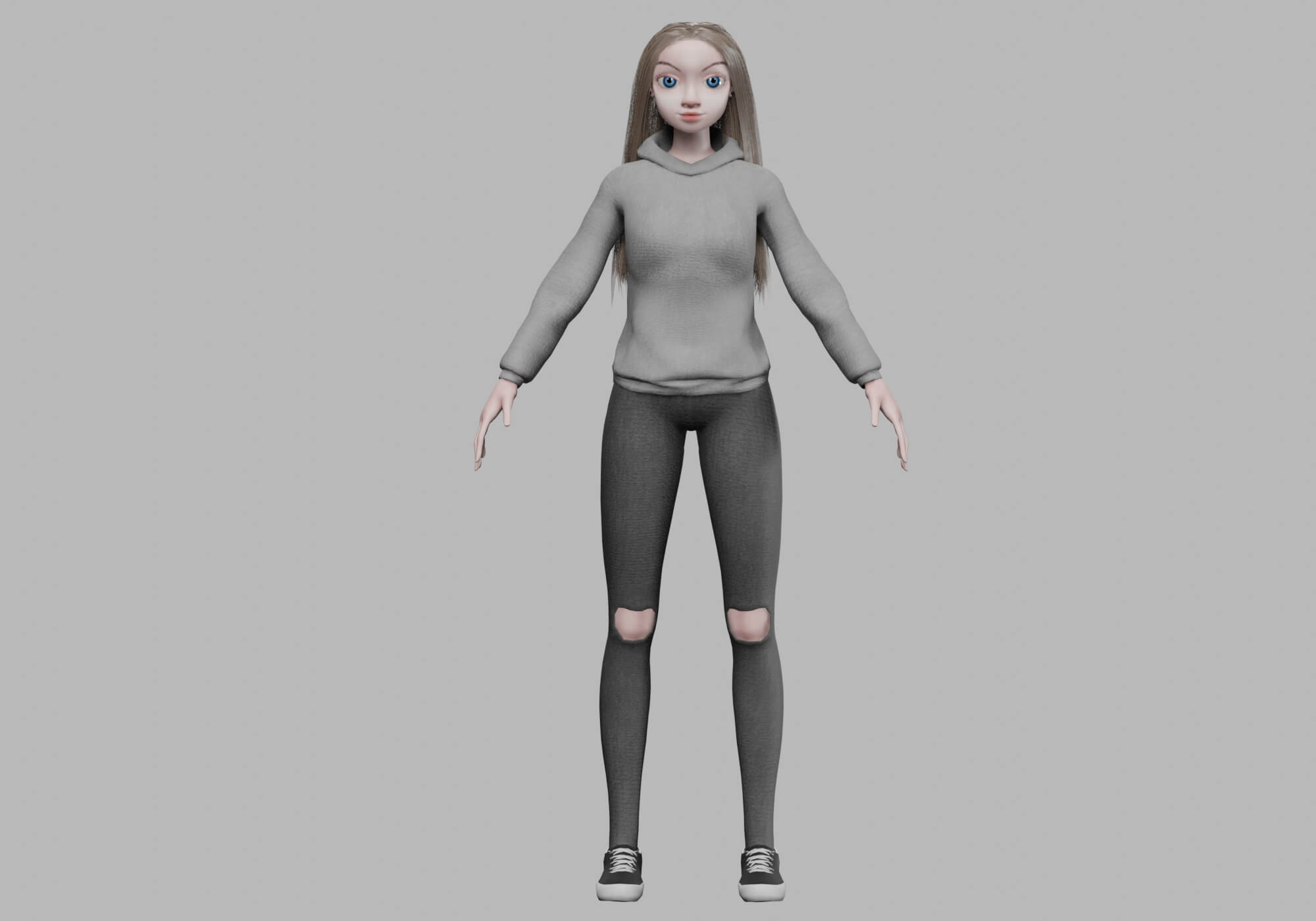 Basic Cartoon Girl V33628 - 3D Model by nickianimations
