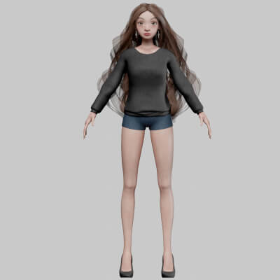 Beautiful Cartoon Girl V37713 - 3D Model by nickianimations