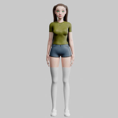 Cartoon Pretty Woman V24948 - 3D Model by nickianimations
