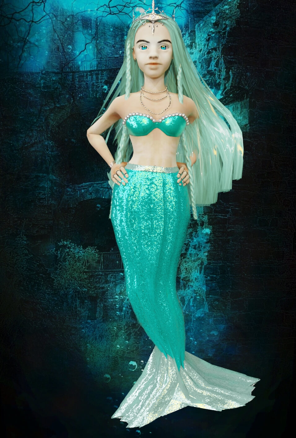 Girl and Mermaid - 3D Model by nickianimations