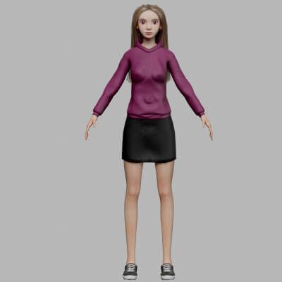Young Cartoon Woman V32496 - 3D Model by nickianimations