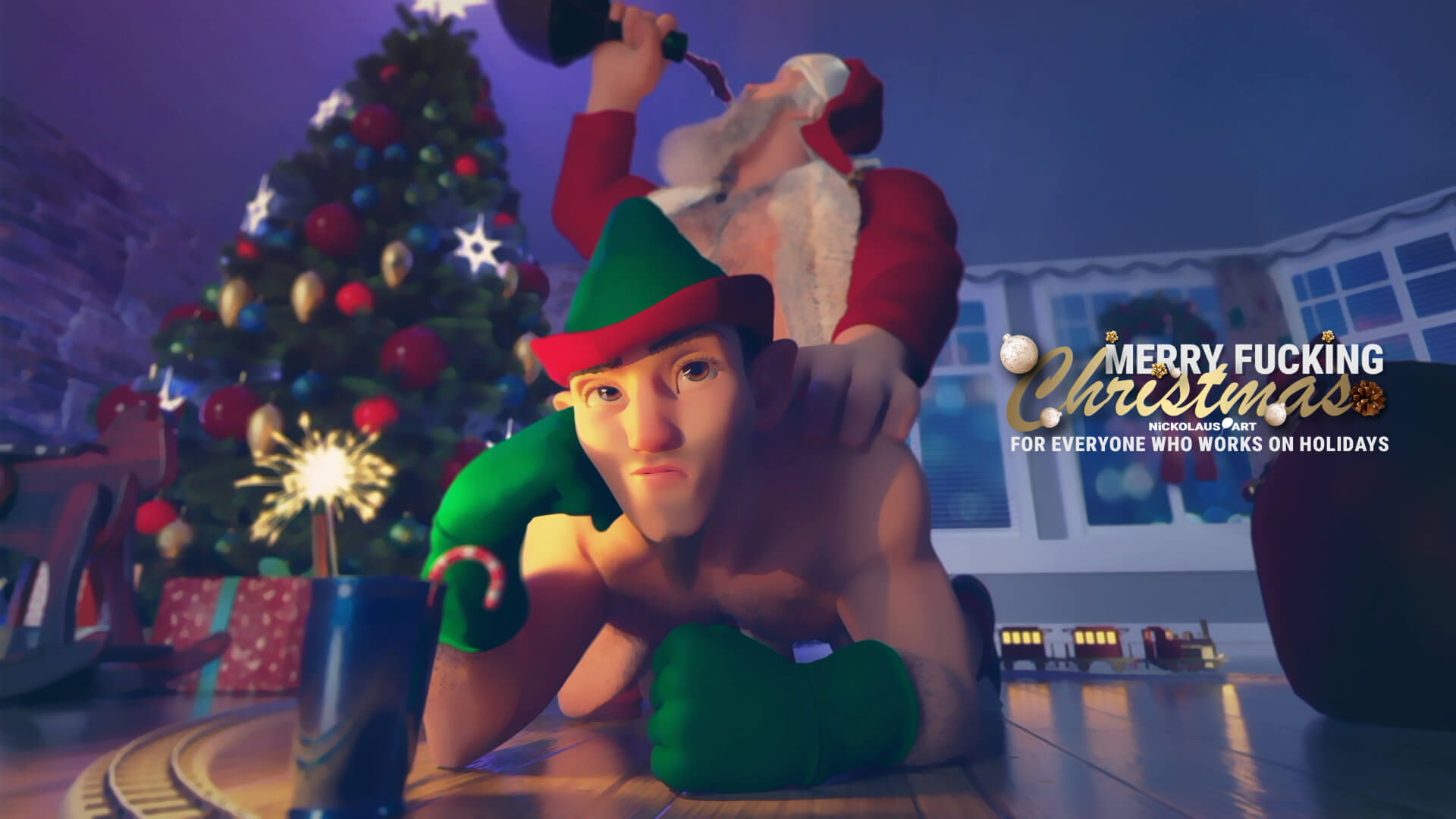 Series-Postcard - Happy Fucking Christmas! (1 of 3) by nickolausart